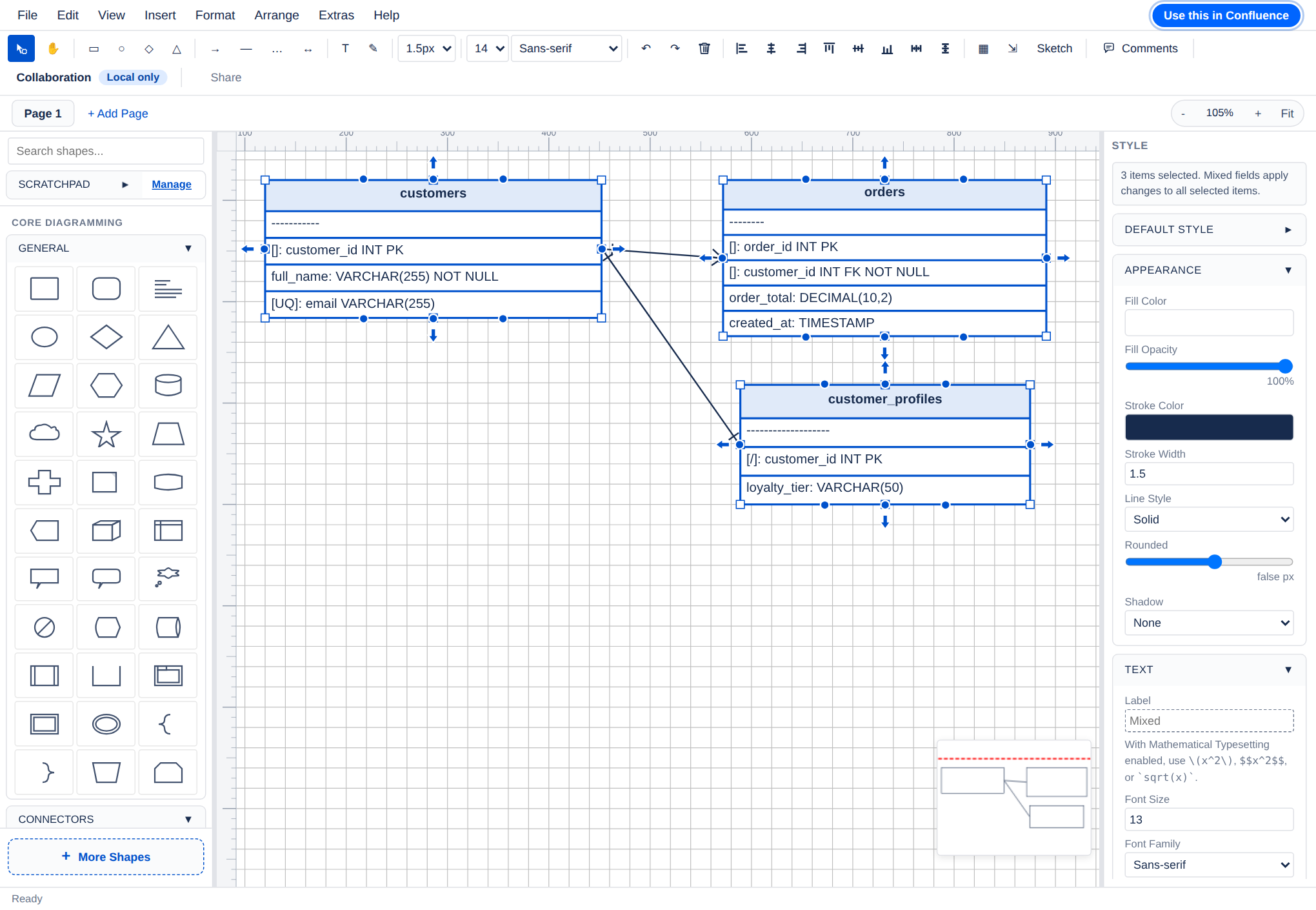 Step 3: The imported diagram rendered as native, editable diagram.now shapes and connectors.